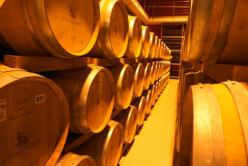 Bucharest wine tasting - wine barrels in a cellar