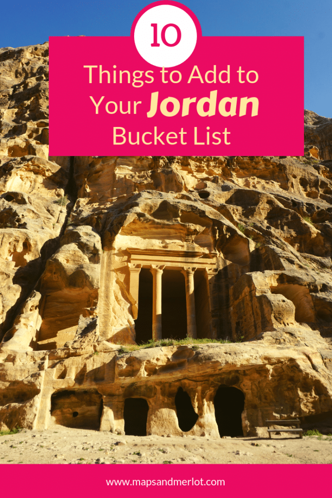 Discover the 10 top tourist attractions in Jordan! This pinnable image shows Little Petra