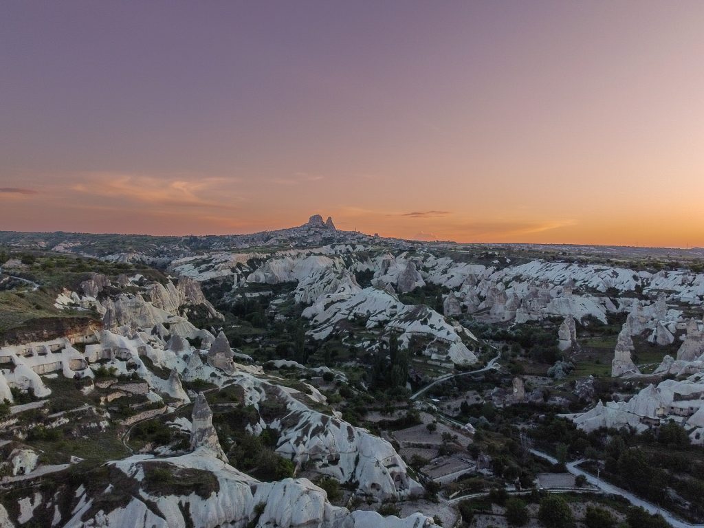 Cappadocia sunset - from Pigeon Valley with view of Uchisar Castle