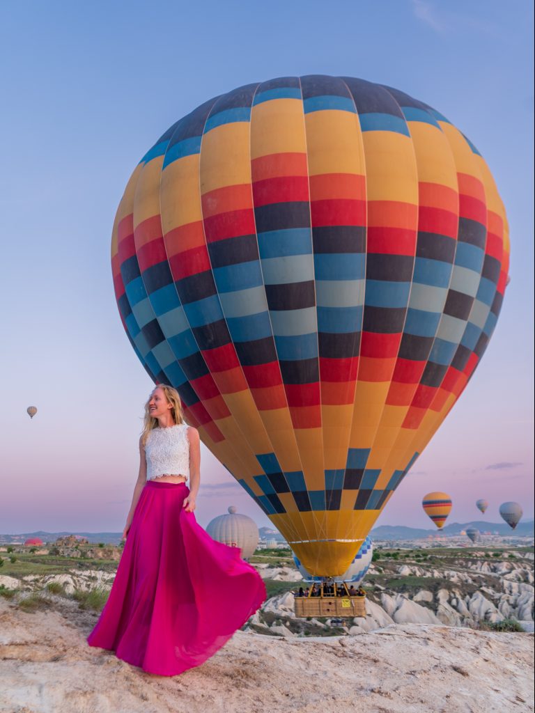Cappadocia sunrise with hot air balloons at Red Valley