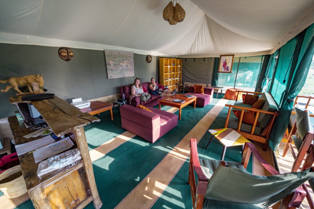 common room and bar in tented safari camps